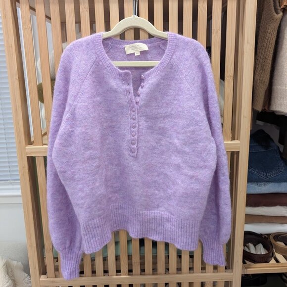 Lavender Button-Up Women's Sweater - Picture 3 of 6